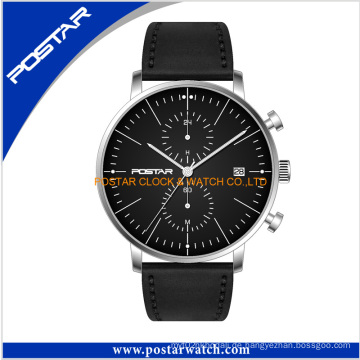 Black Dial Chronograph Uhr mit Echtlederband